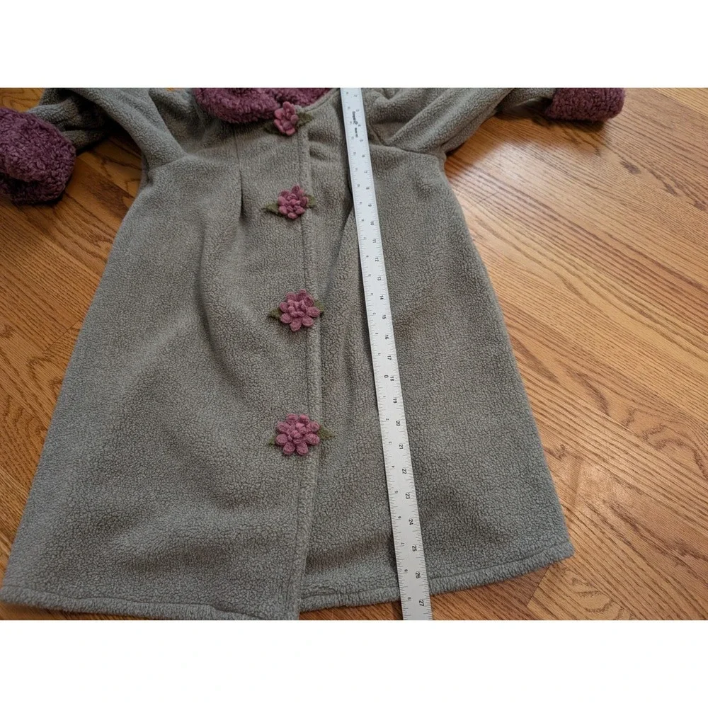 Bitty Buttons‎ Girls Coat Handmade in Minnesota Gray & Mauve Flower Size 8
